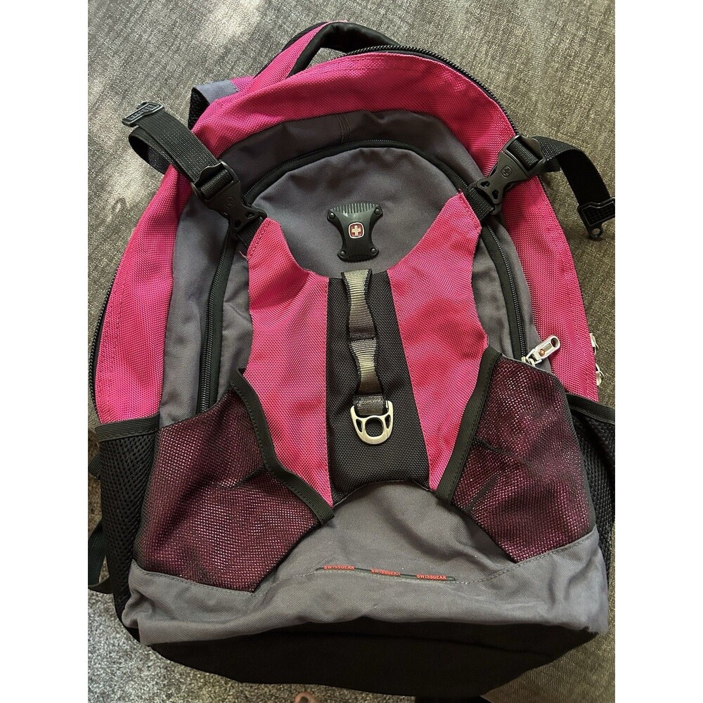 Swiss Gear Black & Pink Lightweight Backpack Comfort Fit Back Adjustable Strap